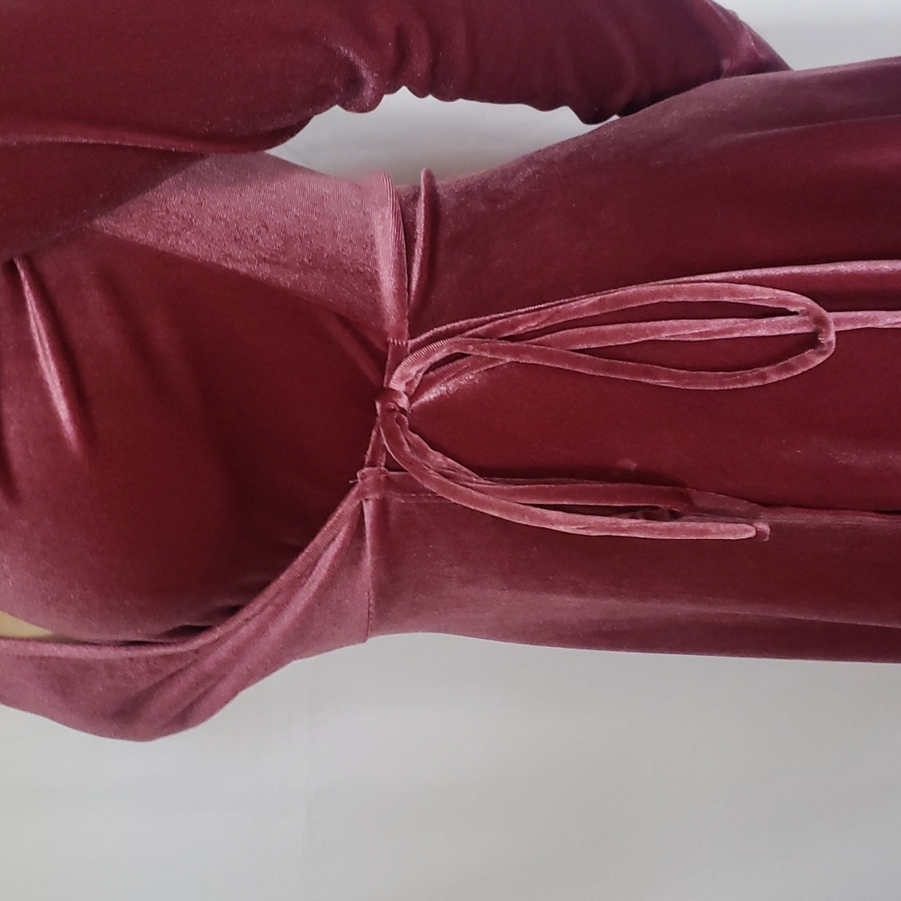 Long-sleeve HYFVE Pink Velvet Wrap-Tie dress - Picture 4 of 6